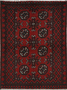 Ivory Hand-Knotted Afghan Tribal Geometric Wool Rug - 2'7" x 3'5"