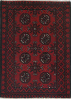 Ivory Hand-Knotted Afghan Tribal Geometric Wool Rug - 2'5" x 3'6"