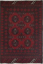 Ivory Hand-Knotted Afghan Tribal Geometric Wool Rug - 2'5" x 3'9"