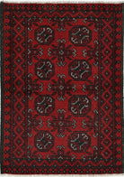 Ivory Hand-Knotted Afghan Tribal Geometric Wool Rug - 2'6" x 3'9"