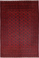 Ivory Hand-Knotted Afghan Tribal Geometric Wool Rug - 6'5" x 9'6"