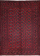 Ivory Hand-Knotted Afghan Tribal Geometric Wool Rug - 6'7" x 9'4"