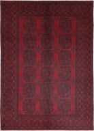 Ivory Hand-Knotted Afghan Tribal Geometric Wool Rug - 6'7" x 9'2"