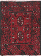 Ivory Hand-Knotted Afghan Tribal Geometric Wool Rug - 1'6" x 2'1"