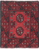 Ivory Hand-Knotted Afghan Tribal Geometric Wool Rug - 1'7" x 2'0"