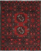 Ivory Hand-Knotted Afghan Tribal Geometric Wool Rug - 1'6" x 2'0"