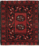 Ivory Hand-Knotted Afghan Tribal Geometric Wool Rug - 1'7" x 1'10"