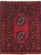 Ivory Hand-Knotted Afghan Tribal Geometric Wool Rug - 1'7" x 2'1"