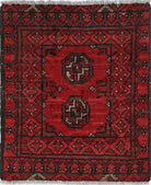 Ivory Hand-Knotted Afghan Tribal Geometric Wool Rug - 1'7" x 2'10"