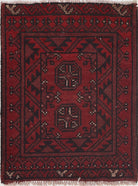 Ivory Hand-Knotted Afghan Tribal Geometric Wool Rug - 1'7" x 2'1"