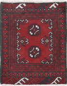 Ivory Hand-Knotted Afghan Tribal Geometric Wool Rug - 1'7" x 2'2"