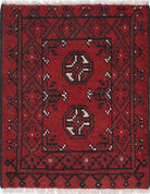 Ivory Hand-Knotted Afghan Tribal Geometric Wool Rug - 1'7" x 2'0"