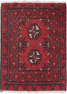 Ivory Hand-Knotted Afghan Tribal Geometric Wool Rug - 1'6" x 2'1"