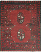 Ivory Hand-Knotted Afghan Tribal Geometric Wool Rug - 1'7" x 2'0"