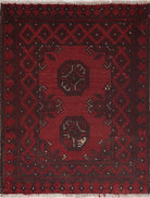 Ivory Hand-Knotted Afghan Tribal Geometric Wool Rug - 1'7" x 2'1"