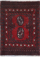 Ivory Hand-Knotted Afghan Tribal Geometric Wool Rug - 1'6" x 2'1"