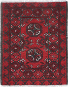 Ivory Hand-Knotted Afghan Tribal Geometric Wool Rug - 1'7" x 2'1"