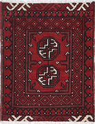 Ivory Hand-Knotted Afghan Tribal Geometric Wool Rug - 1'6" x 2'1"