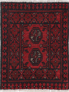 Ivory Hand-Knotted Afghan Tribal Geometric Wool Rug - 1'6" x 2'1"