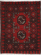 Ivory Hand-Knotted Afghan Tribal Geometric Wool Rug - 1'8" x 2'3"