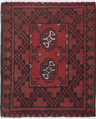 Ivory Hand-Knotted Afghan Tribal Geometric Wool Rug - 1'8" x 2'0"