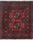 Ivory Hand-Knotted Afghan Tribal Geometric Wool Rug - 1'7" x 2'0"