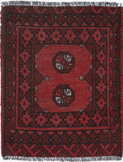 Ivory Hand-Knotted Afghan Tribal Geometric Wool Rug - 1'7" x 2'1"
