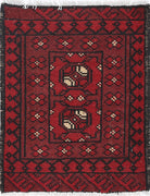 Ivory Hand-Knotted Afghan Tribal Geometric Wool Rug - 1'7" x 2'2"