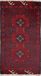 Ivory Hand-Knotted Afghan Tribal Geometric Wool Rug - 1'7" x 3'2"