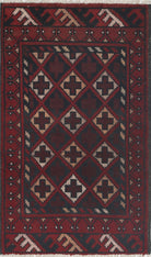 Ivory Hand-Knotted Afghan Tribal Geometric Wool Rug - 1'9" x 3'0"