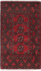 Ivory Hand-Knotted Afghan Tribal Geometric Wool Rug - 1'9" x 3'0"