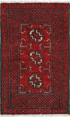 Ivory Hand-Knotted Afghan Tribal Geometric Wool Rug - 1'7" x 2'10"
