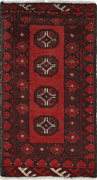 Ivory Hand-Knotted Afghan Tribal Geometric Wool Rug - 1'6" x 3'1"