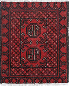 Ivory Hand-Knotted Afghan Tribal Geometric Wool Rug - 1'7" x 1'11"