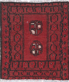 Ivory Hand-Knotted Afghan Tribal Geometric Wool Rug - 1'8" x 1'10"