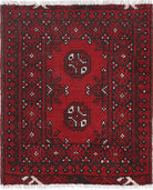 Ivory Hand-Knotted Afghan Tribal Geometric Wool Rug - 1'7" x 2'0"