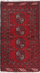 Ivory Hand-Knotted Afghan Tribal Geometric Wool Rug - 1'7" x 3'0"