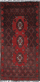 Ivory Hand-Knotted Afghan Tribal Geometric Wool Rug - 1'7" x 3'4"