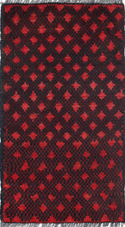 Ivory Hand-Knotted Afghan Tribal Geometric Wool Rug - 1'8" x 3'2"