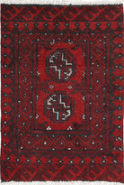 Ivory Hand-Knotted Afghan Tribal Geometric Wool Rug - 1'6" x 2'1"