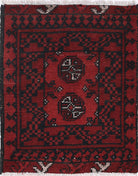 Ivory Hand-Knotted Afghan Tribal Geometric Wool Rug - 1'6" x 2'0"
