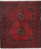 Ivory Hand-Knotted Afghan Tribal Geometric Wool Rug - 1'7" x 2'0"