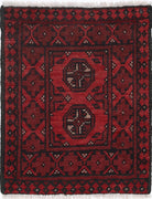 Ivory Hand-Knotted Afghan Tribal Geometric Wool Rug - 1'7" x 2'1"