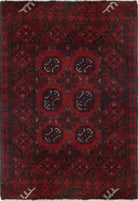 Ivory Hand-Knotted Afghan Tribal Geometric Wool Rug - 2'6" x 3'9"