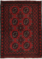 Ivory Hand-Knotted Afghan Tribal Geometric Wool Rug - 2'7" x 3'7"