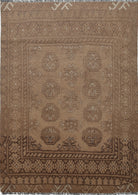 Ivory Hand-Knotted Afghan Tribal Geometric Wool Rug - 2'6" x 3'7"
