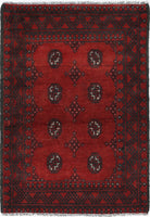 Ivory Hand-Knotted Afghan Tribal Geometric Wool Rug - 2'5" x 3'7"