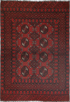 Ivory Hand-Knotted Afghan Tribal Geometric Wool Rug - 2'2" x 4'6"