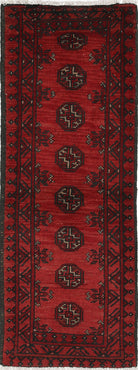 Ivory Hand-Knotted Afghan Tribal Geometric Wool Rug - 1'7" x 4'7"