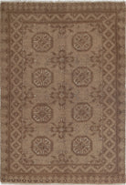 Ivory Hand-Knotted Afghan Tribal Geometric Wool Rug - 2'5" x 3'6"